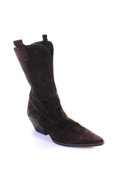 Michael Kors Womens Pointed Toe Block Heels Mid-Calf Western Boot Brown Size 7.5