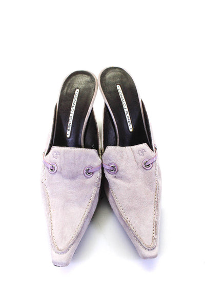 Donald J Pliner Women's Suede Kitten Heels Mules Sandals Purple Size 7.5