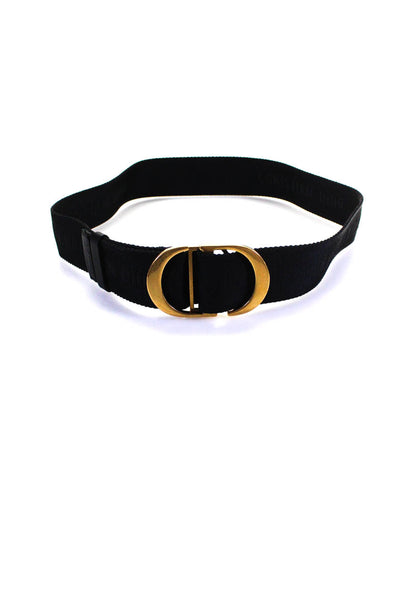 Christian Dior Womens Black Gold Tone Buckle Belt
