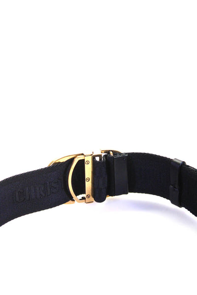 Christian Dior Womens Black Gold Tone Buckle Belt