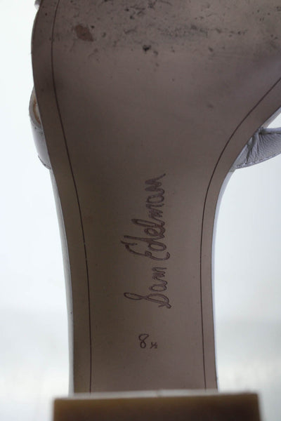 Sam Edelman Womens Leather Ankle Strap Omar Sandal Heels White Size 8.5 Medium