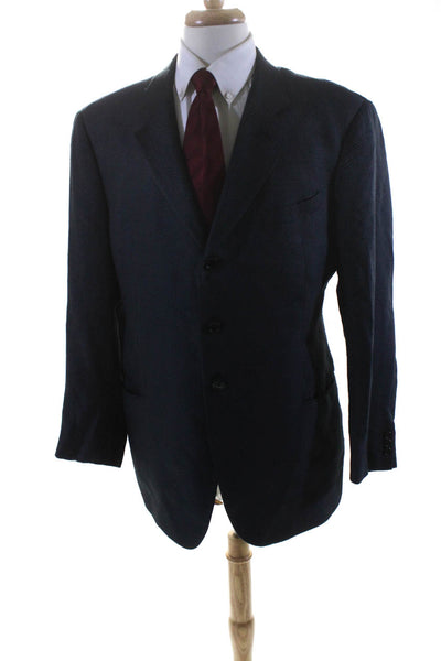 Armani Collezioni Mens Silk Three Button Blazer Blue Size 46 Regular