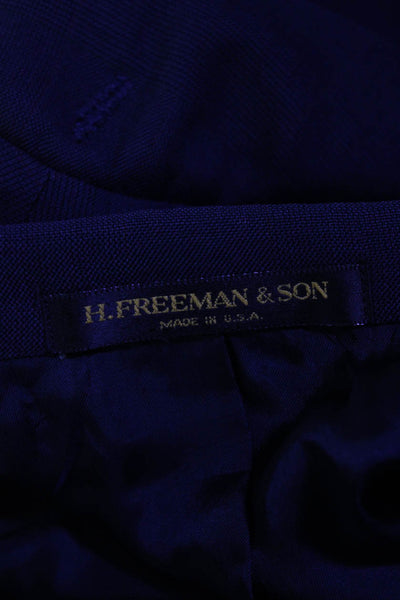 H. Freeman & Son Mens Plaid Two Button Blazer Jacket Blue Wool Size 44