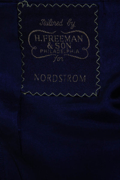 H. Freeman & Son Mens Plaid Two Button Blazer Jacket Blue Wool Size 44