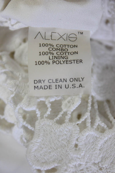 Alexis Womens Spaghetti Strap Floral Eyelet Top Blouse White Cotton Size Small