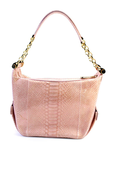 Judith Leiber Womens Light Pink Python Skin Leather Shoulder Bag Handbag