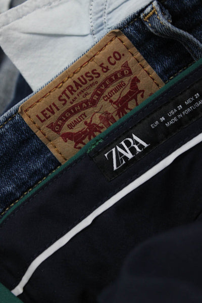 Levis Zara Womens Distress Buttoned Skinny Leg Jeans Pants Blue Size 29 Lot 2