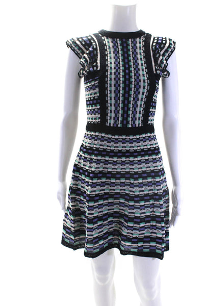 M Missoni Womens Sleeveless Crew Neck Printed Knit Dress Multicolored Size IT 38