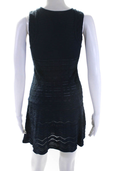M Missoni Womens Sleeveless Crew Neck Knit Sheath Dress Navy Blue Size IT 38