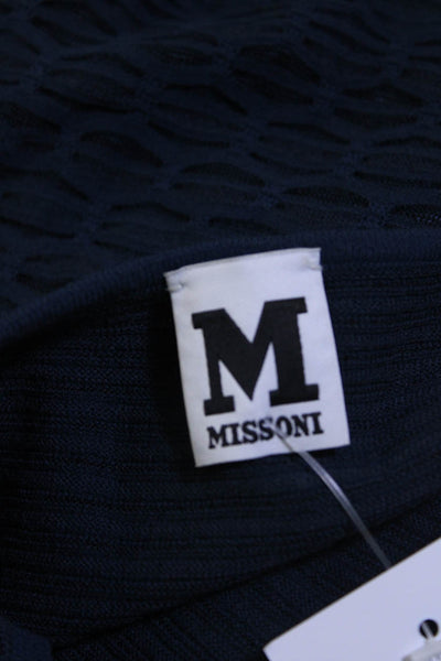 M Missoni Womens Sleeveless Crew Neck Knit Sheath Dress Navy Blue Size IT 38