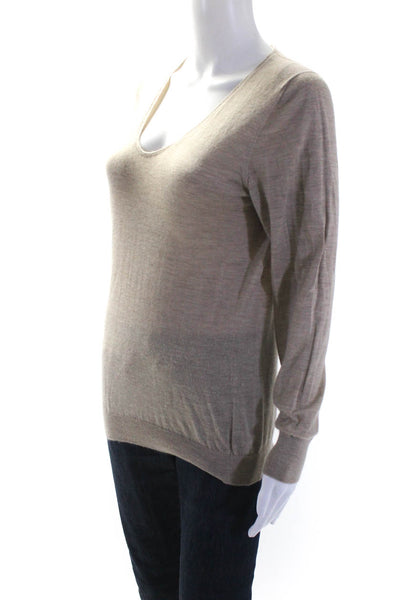 Falconeri Womens Brown Scoop Neck Long Sleeve Sweater Top Size M