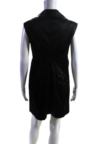 Laundry by Shelli Segal Womens V Neck High Waist Dress Black Cotton Size 10