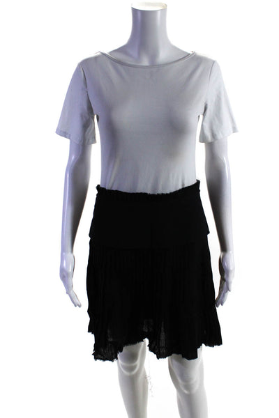 Veronique Branquinho Womens Pleated A Line Skirt Black Wool Size EUR 40