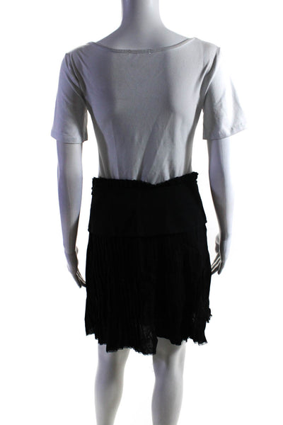 Veronique Branquinho Womens Pleated A Line Skirt Black Wool Size EUR 40