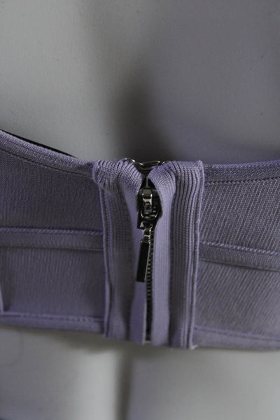 Herve Leger Women's Scoop Neck Sleeveless Zip Closure Sport Bra Purple Size XS