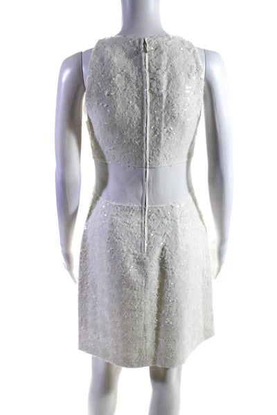 10 Crosby Derek Lam Womens Chenille Sequin Sleeveless Sheath Dress White Size 4