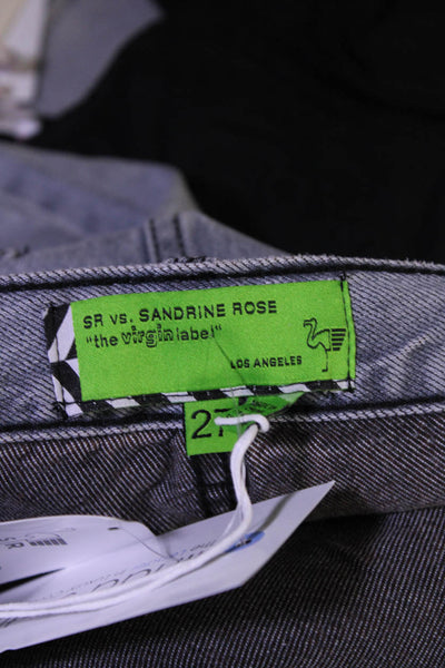 Sandrine Rose Womens Mid Rise Loose Fit Straight Capri Jeans Pants Gray Size 27