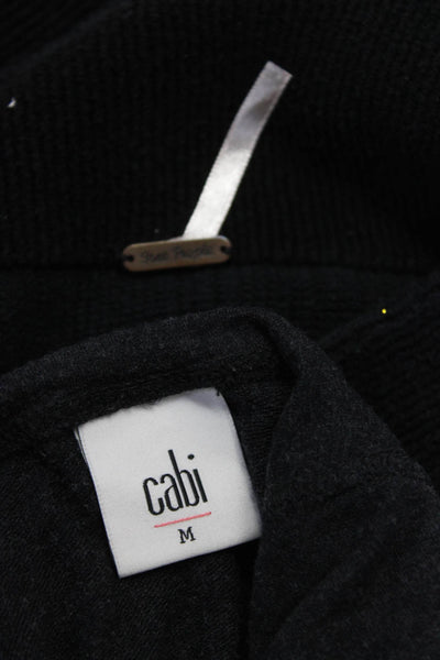 Cabi Free People Womens Cowl Mock Neck Shirt Sweater Gray Black Medium Lot 2