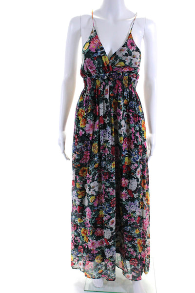 Yumi Kim Womens Silk Floral Print Sleeveless Smocked Halter Dress Pink Size M