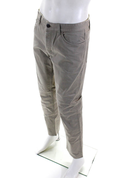Theory  Men's Button Closure Flat Front Straight Leg Casual Pant Beige Size 34
