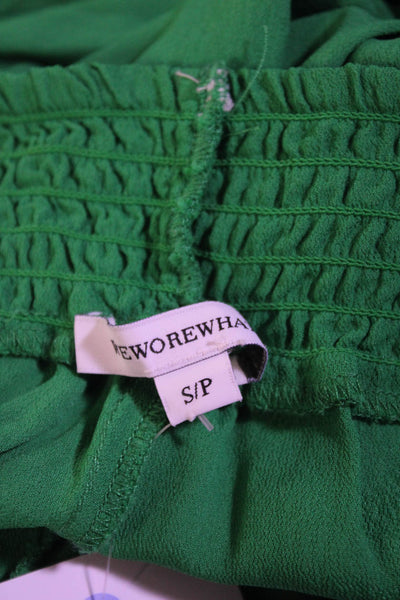We Wore What Womens Smocked Waistband High Rise Pants Green Size Small