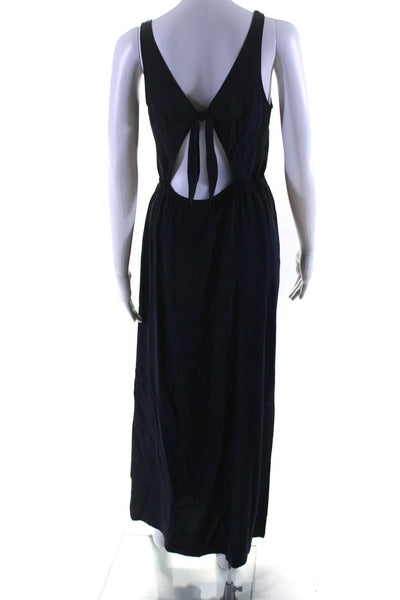 Club Monaco Womens Sleeveless Open Back Silk Side Slit Maxi Dress Navy Size 00