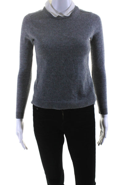 Comptoir Des Cotonniers Womens Collared Layered Sweatshirt Gray White Size Small