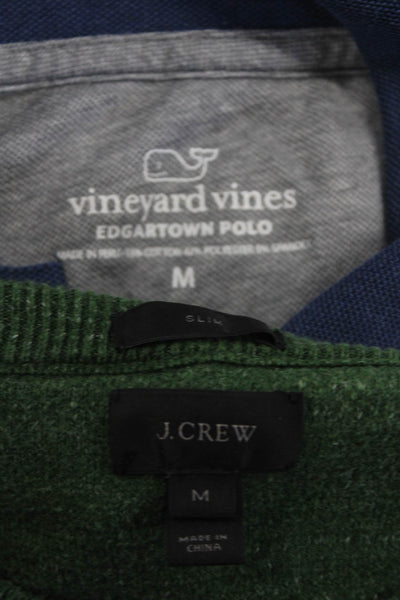 J Crew Vineyard Vines Mens Polo Top Green Crew Neck Sweater Top Size M lot 2