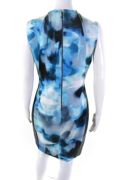 T Tahari Womens Blue Gray Tie Dye V-Neck Zip Back Sleeveless Shift Dress Size 8