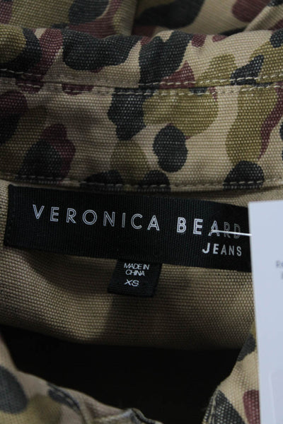 Veronica Beard Womens Brown Leopard Print Cotton Long Sleeve Denim Jacket SizeXS