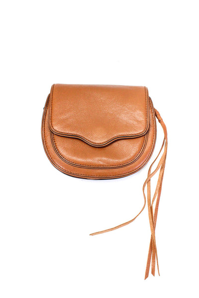 Rebecca Minkoff Womens Brown Genuine Leather Flap Small Crossbody Bag Handbag