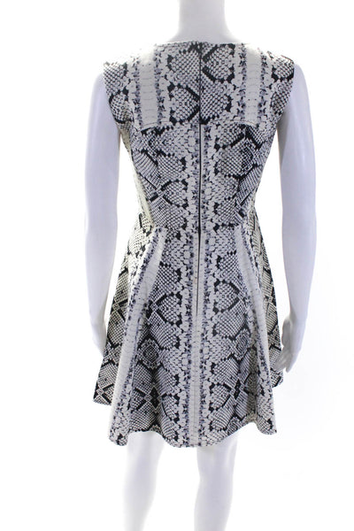 Nanette Lepore Womens Animal Print Sleeveless Fit & Flare Dress White Size 0