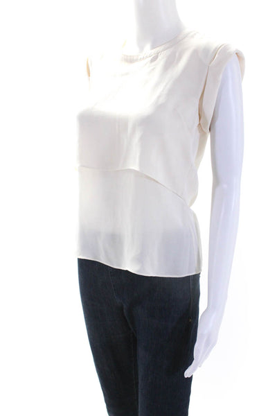 Veronica Beard Womens Silk Short Sleeve Buttoned Layered Blouse White Size 2