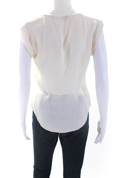 Veronica Beard Womens Silk Short Sleeve Buttoned Layered Blouse White Size 2