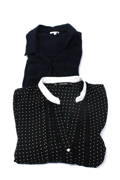 Splendid Zara Womens Polka Dot Buttoned Dress Blouse Top Navy Size S Lot 2