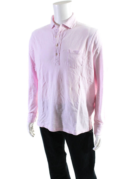 Polo Ralph Lauren Mens Cotton Collared Buttoned Long Sleeve Top Pink Size L