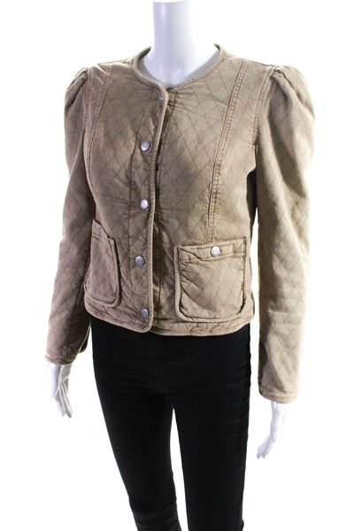Veronica Beard Womens Brown Cotton Quilted Puff Long Sleeve Jacket Size XS