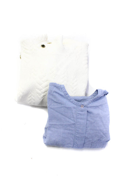 Vince Zara Womens 3/4 Sleeve V Neck Shirt Quilted Jacket Blue 8 Medium Lot 2