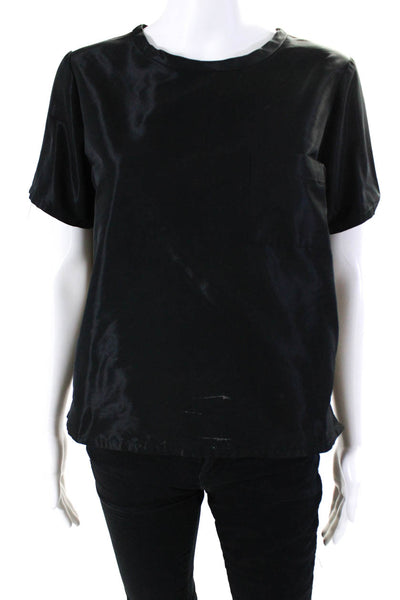 Noble 31 Womens Short Sleeve Crew Neck Oversized Pocket Shirt Black Size Medium