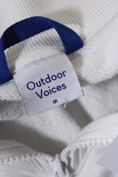 Outdoor Voices Womens Half Zip ATX Pickle Baller Crop Knit Jacket White Medium