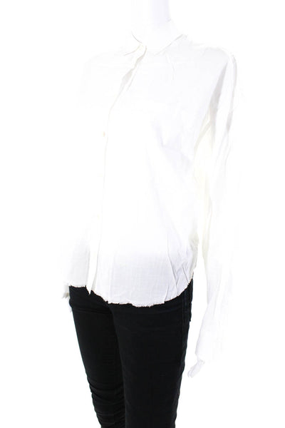 ATM Womens Long Sleeve Woven Button Up Shirt Blouse White Size Medium