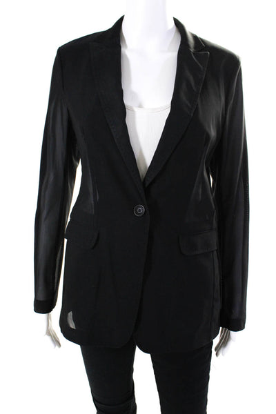 Rag & Bone Women's Collared Long Sleeves Sheer One Button Blazer Black Size 4