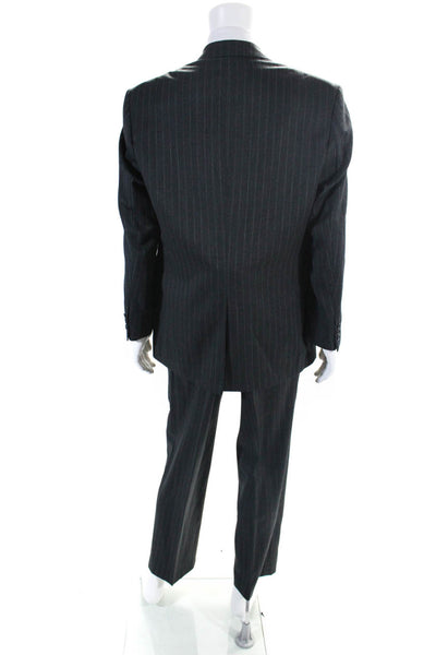 Alexandre Mens Wool Pinstripe V-Neck Notch Collar Two Button Suit Gray Size 42R