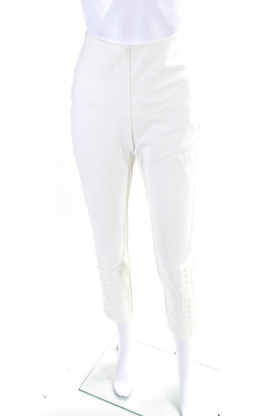 Derek Lam 10 Crosby Womens Elastic Waist High Rise Lace Up Pants White Size 4