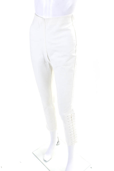 Derek Lam 10 Crosby Womens Elastic Waist High Rise Lace Up Pants White Size 4