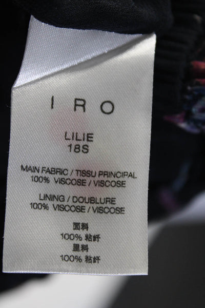 IRO Womens Abstract Print Elastic Waist Gathered A Line Dress Black Size 38