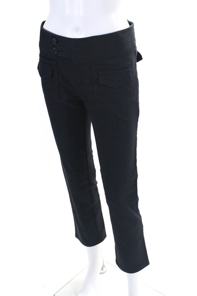 Nanette Lepore Womens  Mid Rise Patch Pocket Slim Fit Trousers Navy Size 0