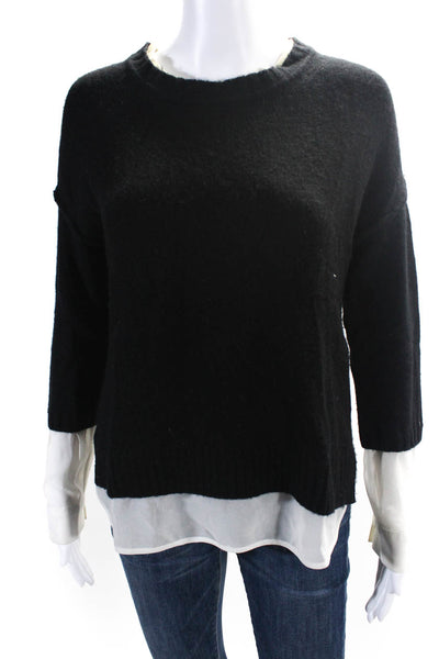 Brochu Walker Womens Long Sleeve Knit Combo Blouse Black Size XS