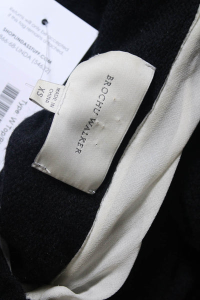 Brochu Walker Womens Long Sleeve Knit Combo Blouse Black Size XS