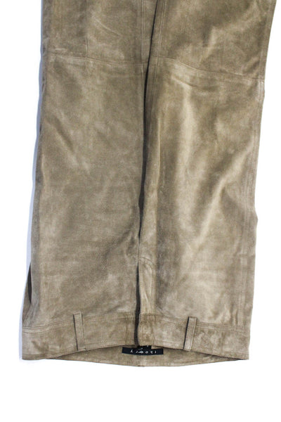 Theory Womens Suede Mid Rise Wide Leg Trouser Pants Beige Size 2